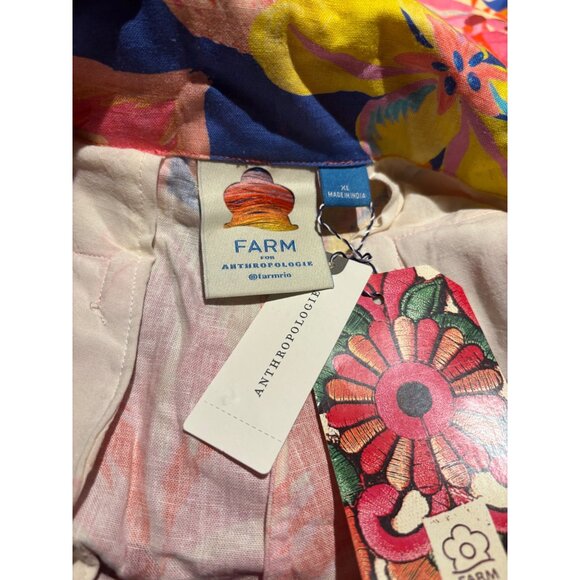 Farm Rio Anthropologie Linen Blend Belted Floral Bermuda Shorts Size XL - Picture 6 of 8